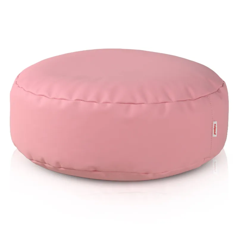 Round Footstool Pouffe - Faux Leather