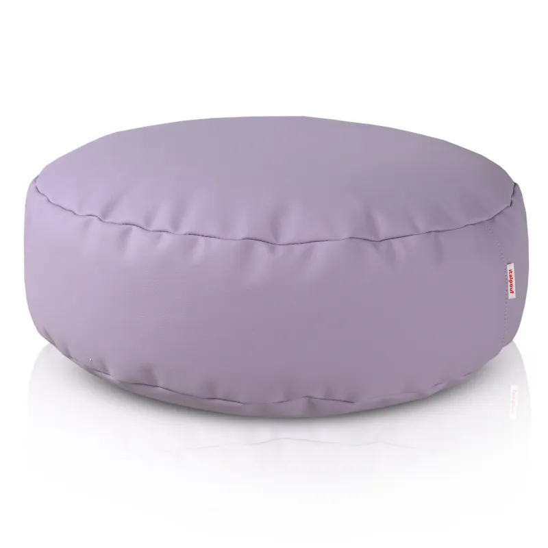 Round Footstool Pouffe - Faux Leather