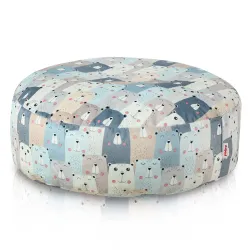 Round Footstool Pouffe - Premium Printed Fabric