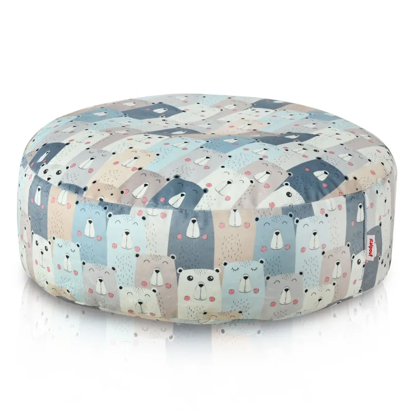 Round Footstool Pouffe - Premium Printed Fabric – view 4