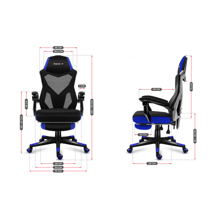 Dimensions of the Huzaro Combat 3.0 Blue seat