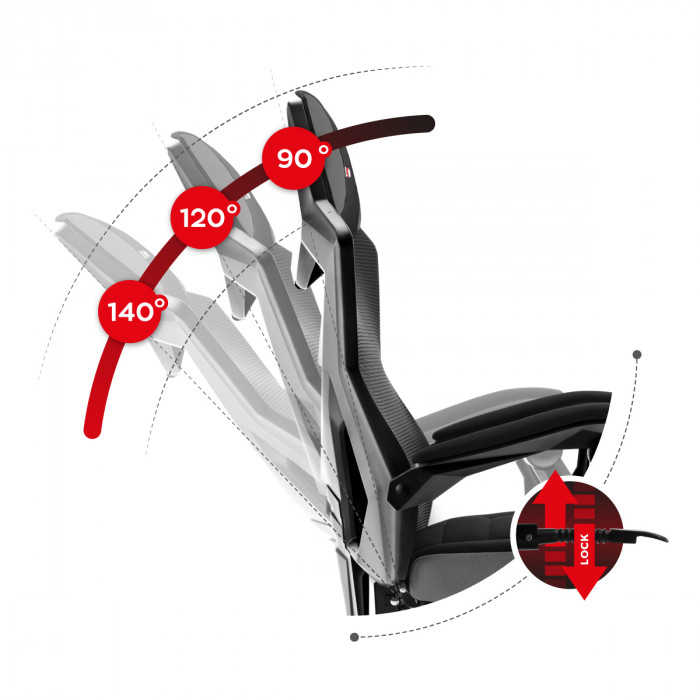 Backrest unfolding mechanism of the Huzaro Combat 3.0 Grey