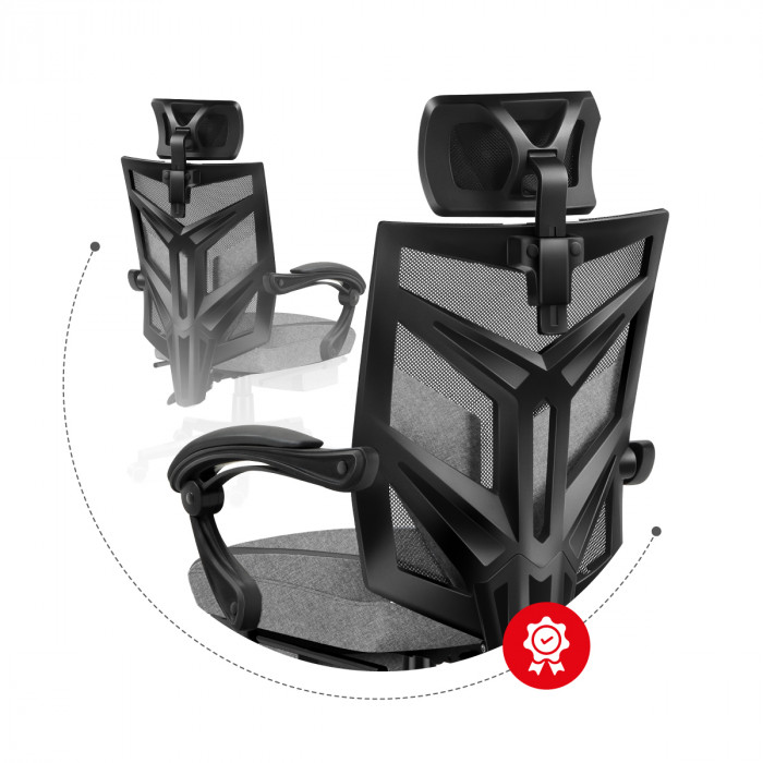 The back of the Huzaro Combat 5.0 Grey Mesh gaming chair