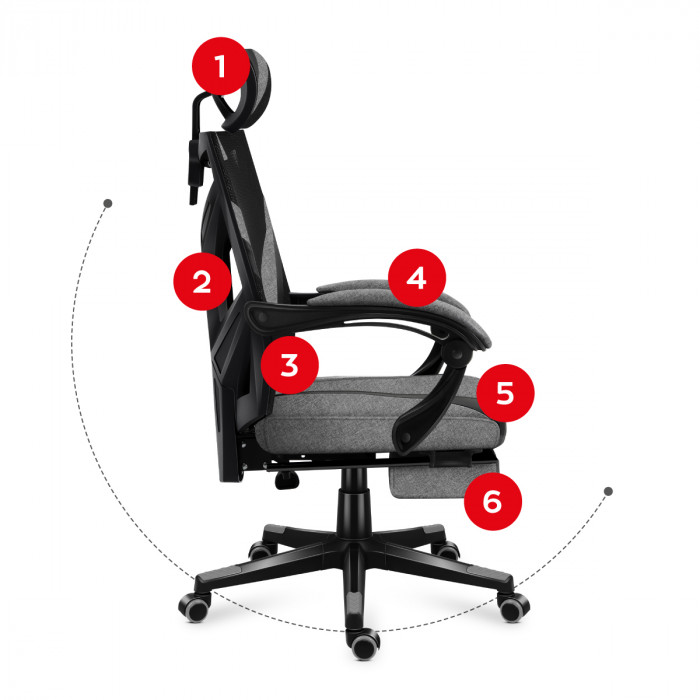 Features of the chair Combat 5.0 Grey Mesh