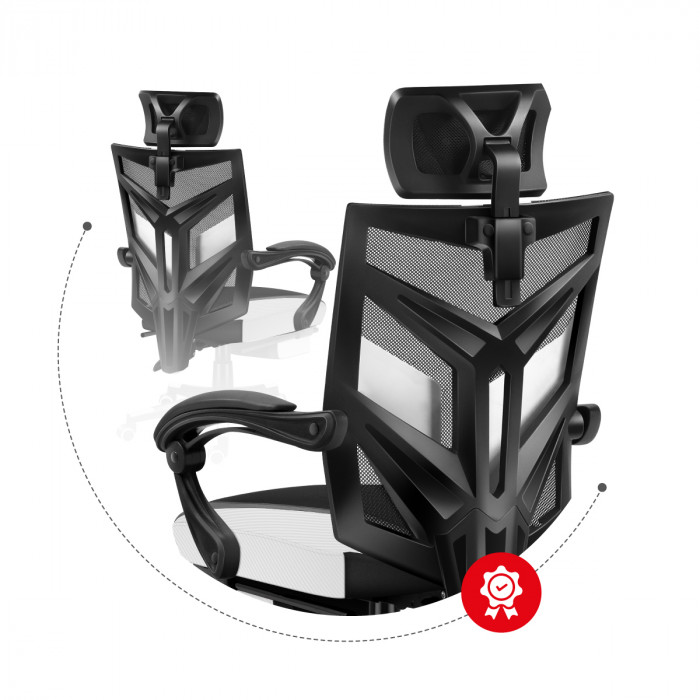 The back of the gaming chair Huzaro Combat 5.0 White