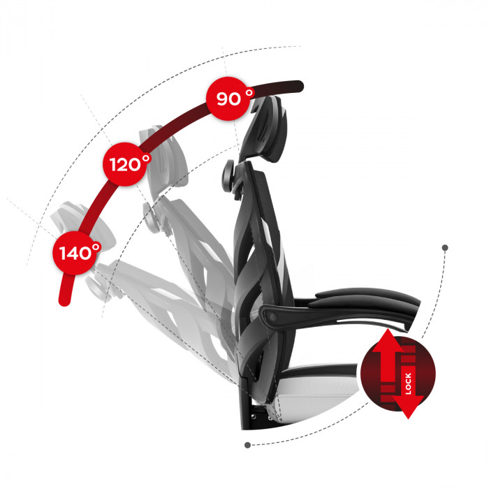 Backrest tilt mechanism in Combat 5.0 White chair