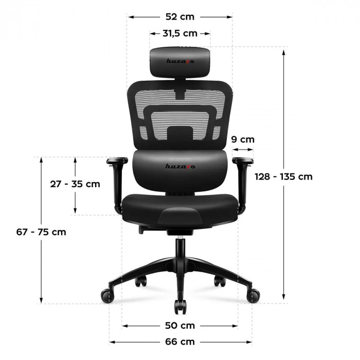 Dimensions of the Huzaro Combat 7.0 Black gaming chair