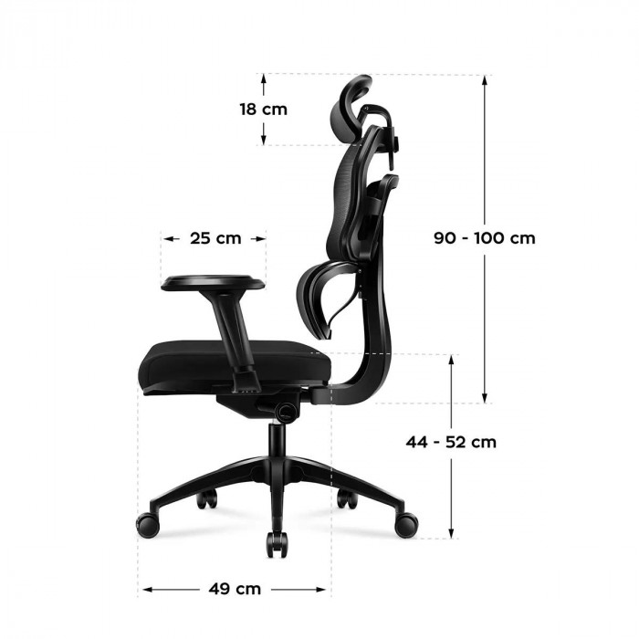 Dimensions of the Huzaro Combat 7.0 Black gaming chair