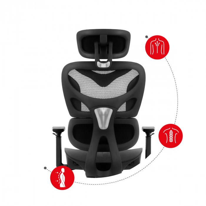 Ergonomic backrest in Huzaro Combat 8.0 Black gaming chair 