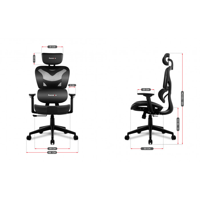 Dimensions of Huzaro Combat 8.0 Carbon Black gaming chair