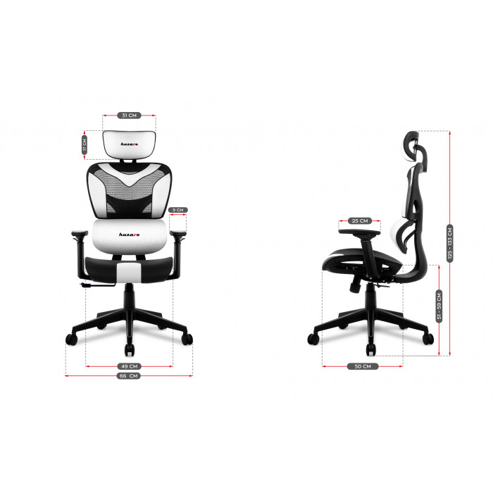 Dimensions of Huzaro Combat 8.0 White gaming chair