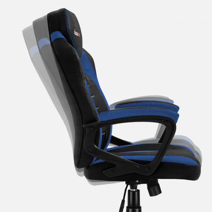 Left side of Huzaro Force 2.5 Blue Mesh chair with rocking function