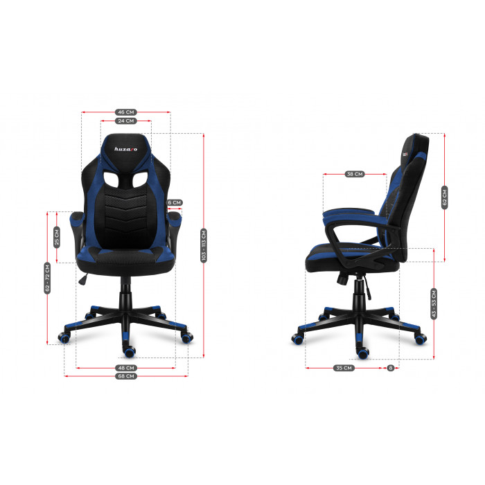 Dimensions of the Huzaro Force 2.5 Blue Mesh chair