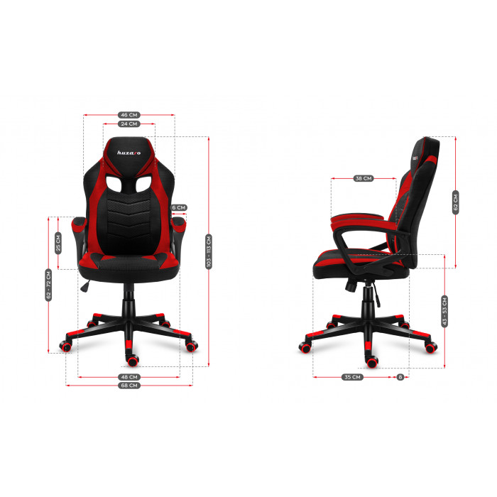 Dimensions of the chair Force 2.5 Red Mesh