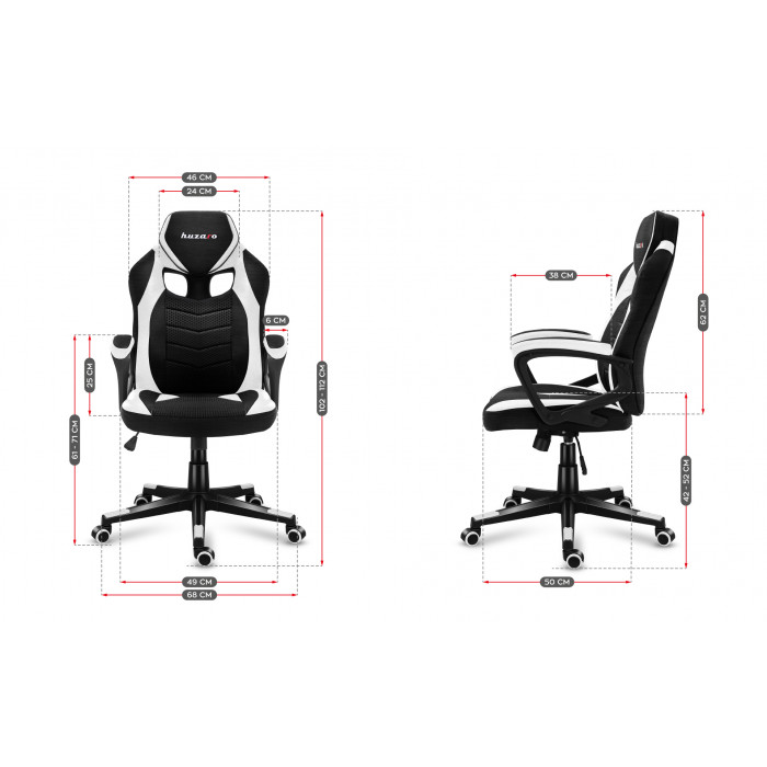 Dimensions of the Huzaro Force 2.5 White Mesh Chair