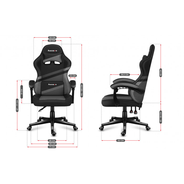 Dimensions of the Huzaro Force 4.4 Grey Mesh chair