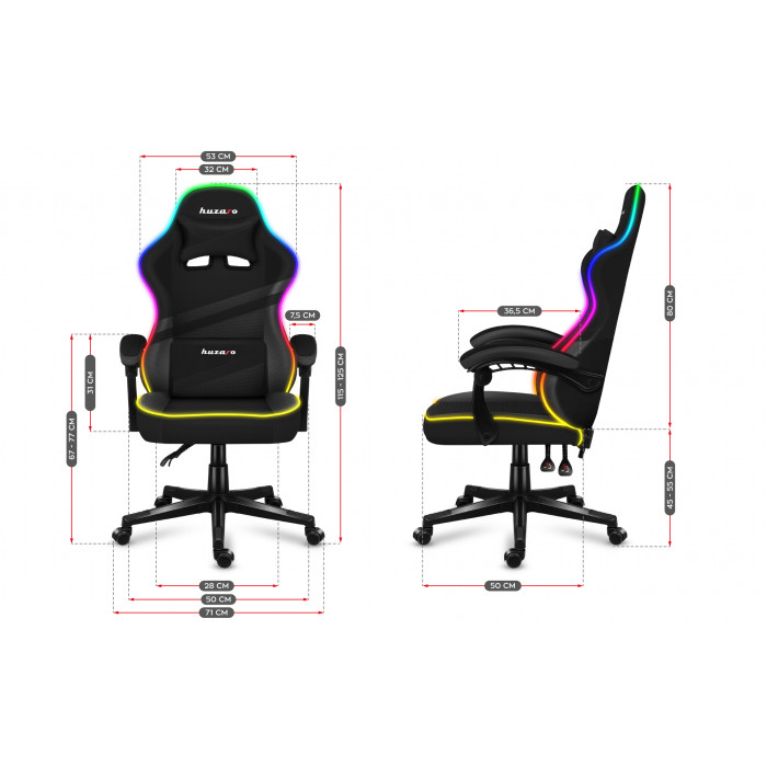 Dimensions of the Huzaro Force 4.4 Black Mesh chair