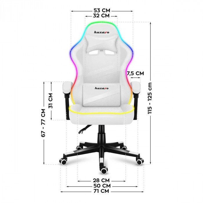 Dimensions of the Huzaro Force 4.4 RGB White chair