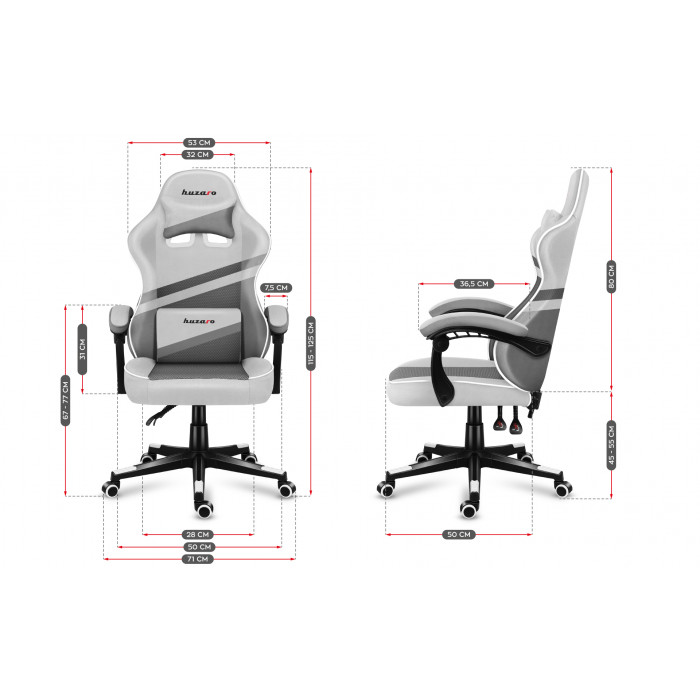 Dimensions of the Huzaro Force 4.4 White Mesh Chair