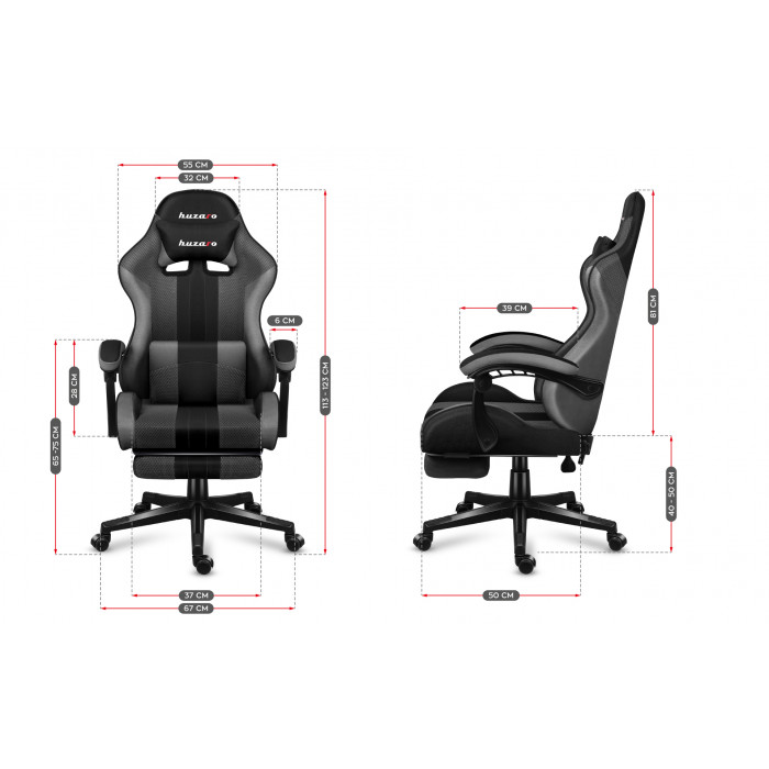 Dimensions of the Huzaro Force 4.7 Grey Mesh chair