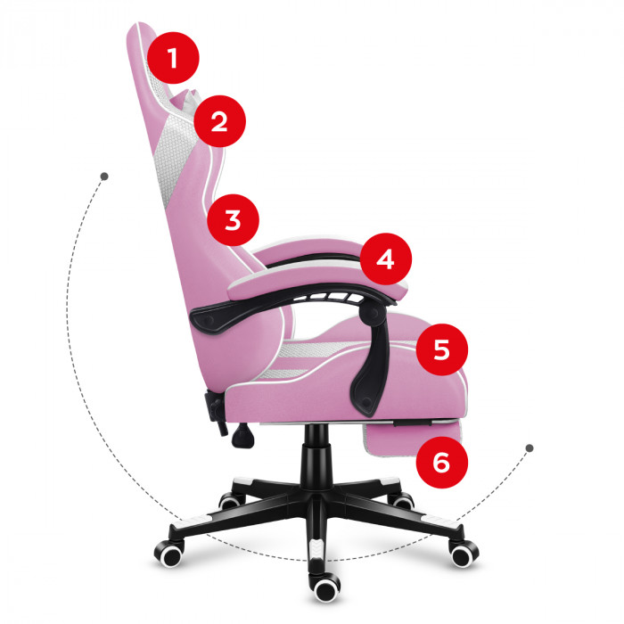 Left side of the Huzaro Force 4.7 Pink Mesh chair