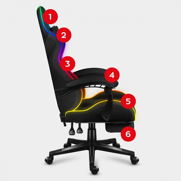 Left side of the Huzaro Force 4.7 RGB Mesh chair