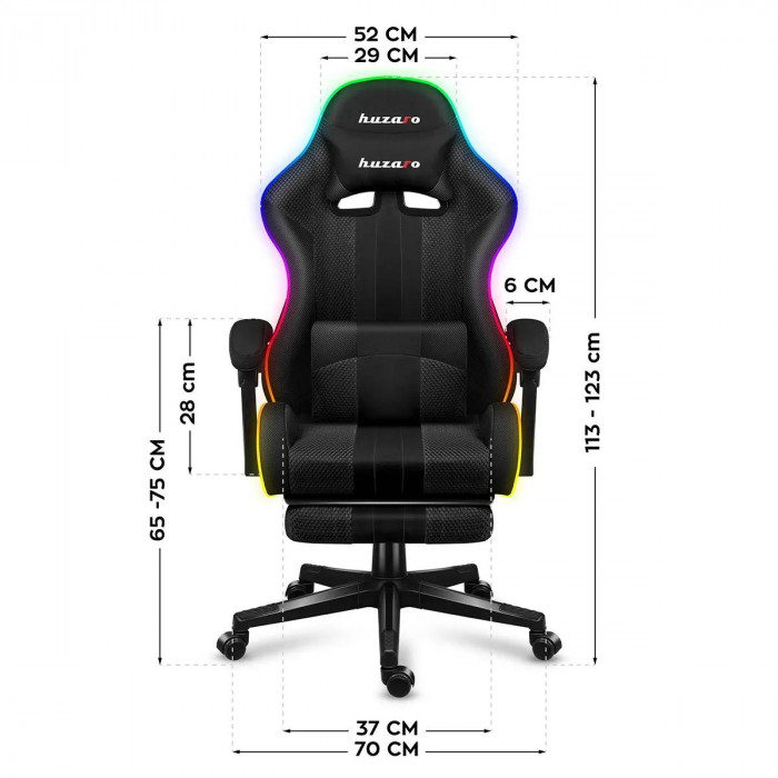 Dimensions of the Huzaro Force 4.7 RGB Mesh Chair