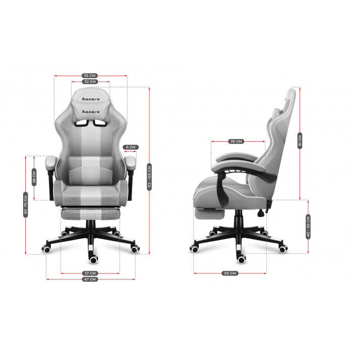 Dimensions of the Huzaro Force 4.7 White Mesh Chair