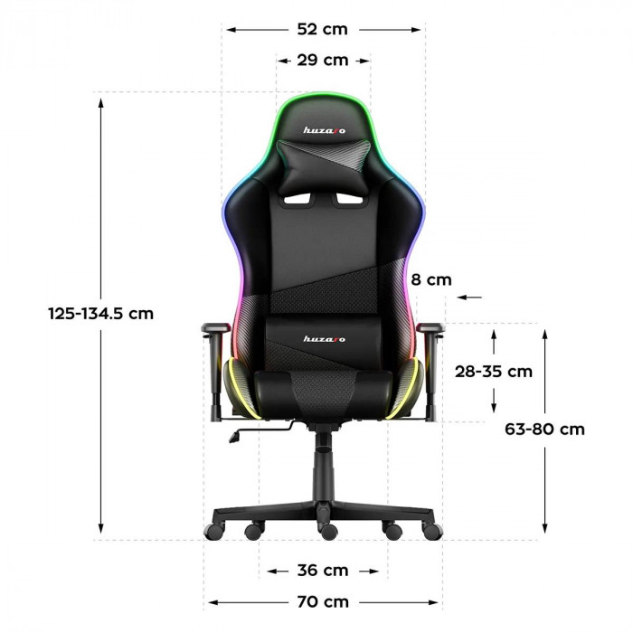 Dimensions of the Huzaro Force 6.2 Black RGB chair