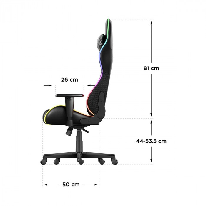 Dimensions of the Huzaro Force 6.2 Black RGB chair