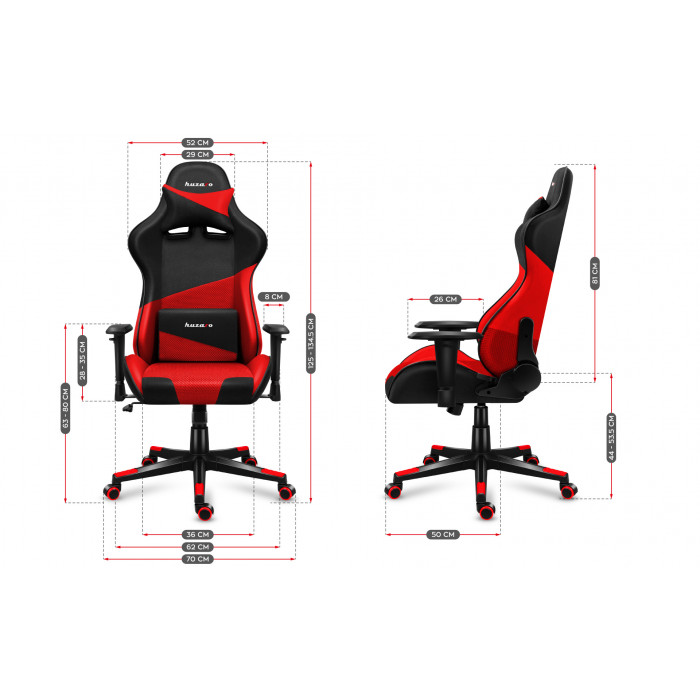 Dimensions of the Huzaro Force 6.2 red mesh chair