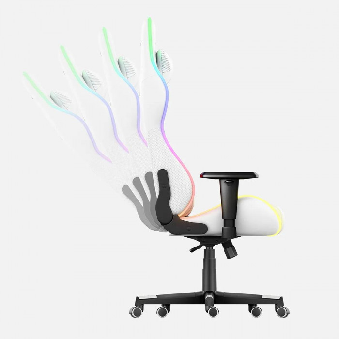 90-degree adjustable Force 6.2 White RGB LED gamer chair backrest