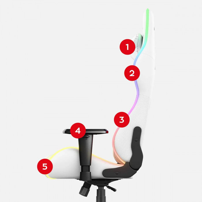 Side of the Huzaro Force 6.2 White RGB gaming chair 