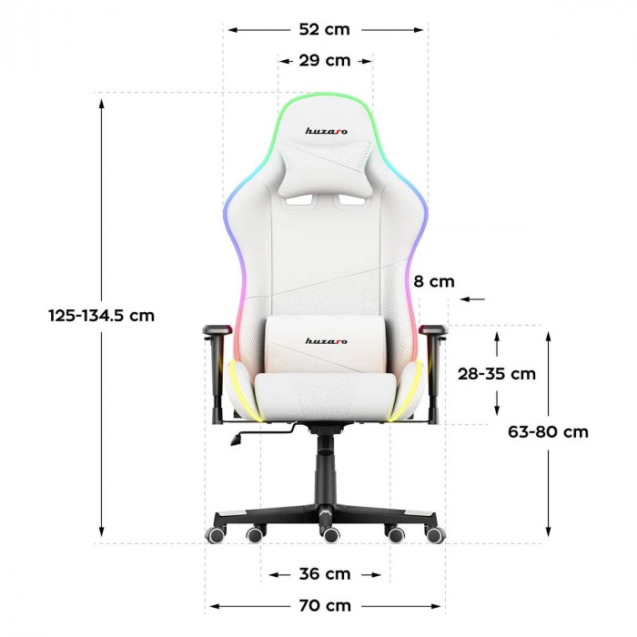 Dimensions of the Huzaro Force 6.2 White RGB chair