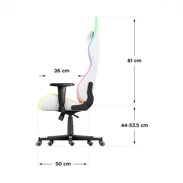 Dimensions of the Huzaro Force 6.2 White RGB chair