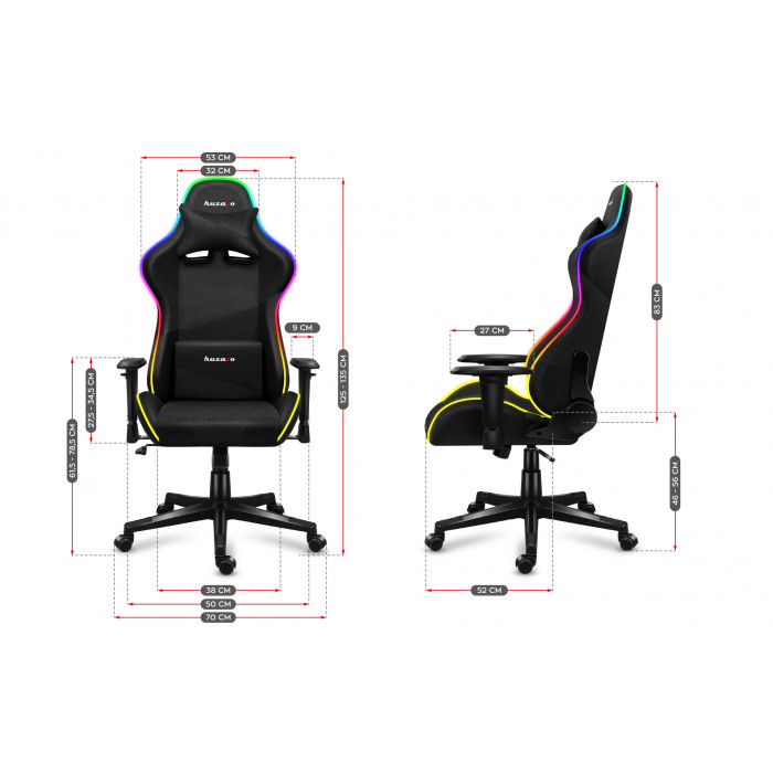 Dimensions of the Huzaro Force 6.3 Mesh RGB chair