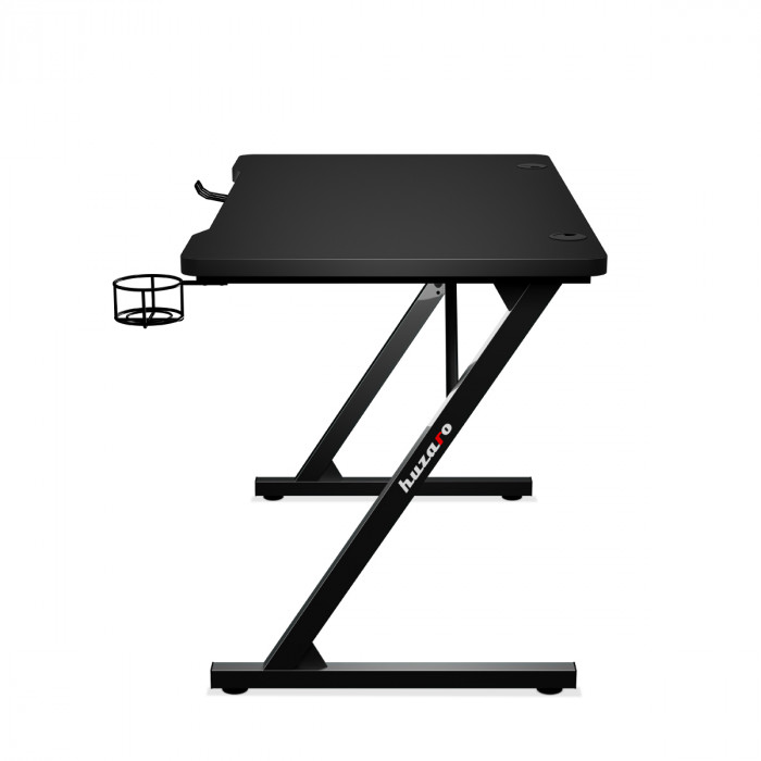 Right side of Hero 1.8 Black desk with holders for headphones and cups