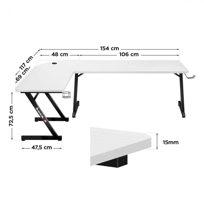 Huzaro Hero 7.0 White dimensions