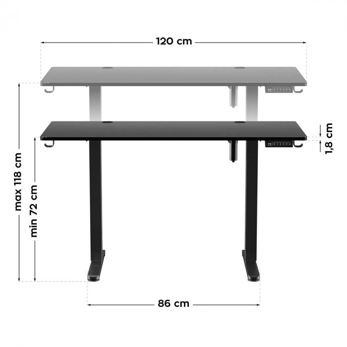 Dimensions of Huzaro Hero 8.2 electric desk