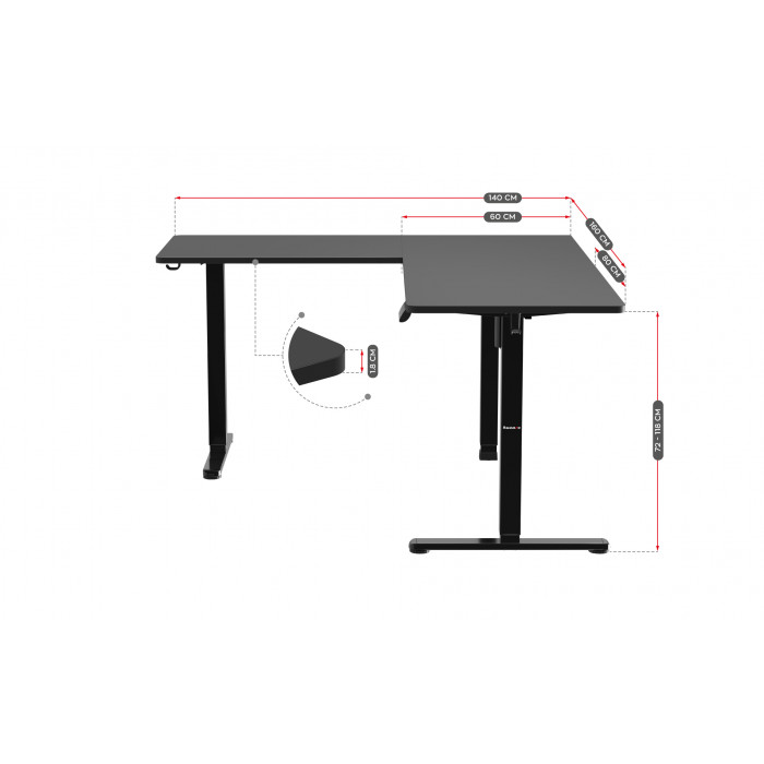 Dimensions of Huzaro Hero 9.5 electric desk