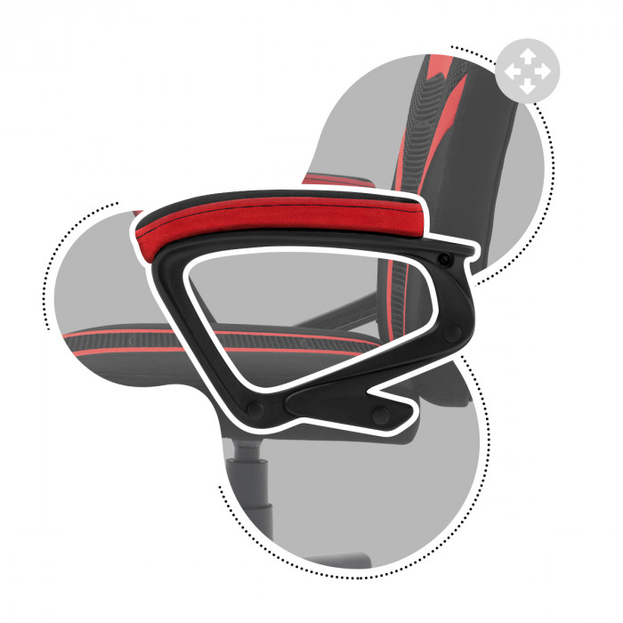 Huzaro Ranger 1.0 Red Mesh chair armrest