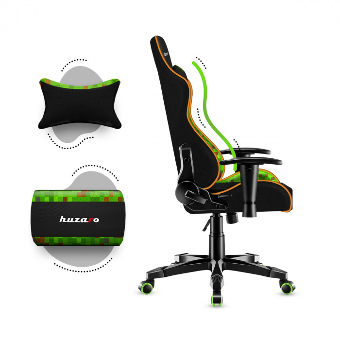 Right side of the Huzaro Ranger 6.0 Pixel chair with lumbar and neck cushion