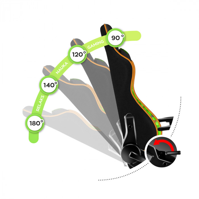 Backrest unfolding mechanism in the Huzaro Ranger 6.0 Pixel chair 