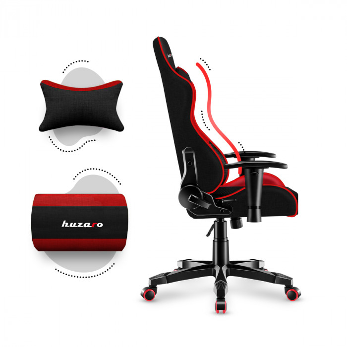 Right side of Huzaro Ranger 6.0 Red chair with lumbar and neck cushion