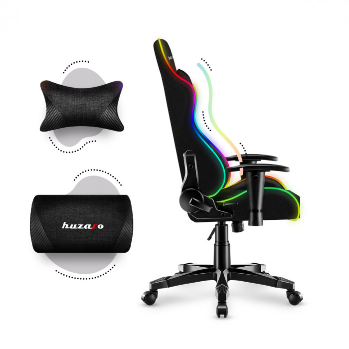 Right side of Huzaro Ranger 6.0 RGB chair with lumbar and neck cushion