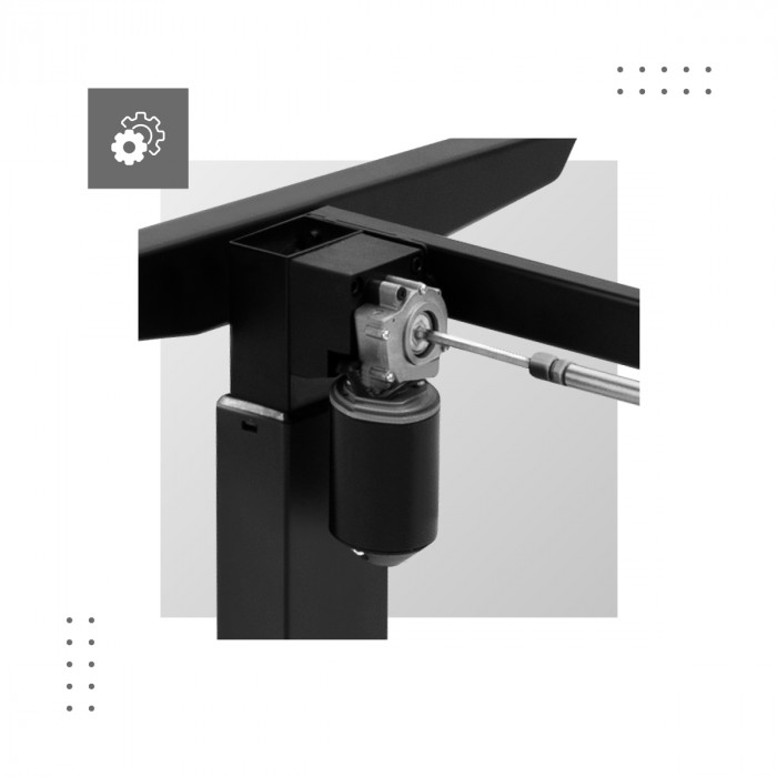 Smooth height adjustment of the desk thanks to a smooth-running frame motor