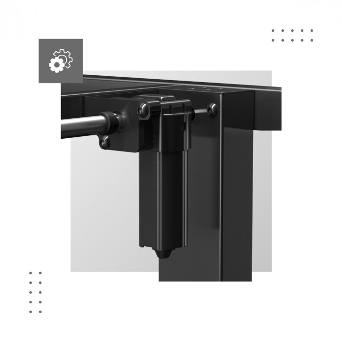 Smooth height adjustment of the desk thanks to a smooth-running frame motor