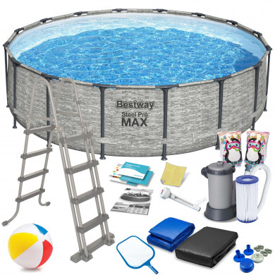 Steel PRO MAX round metal frame garden pool 549 x 122 cm, 18in1 Bestway 5618Y