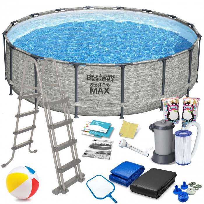 488 x 122 cm 18in1 Bestway 5619E racked garden pool.