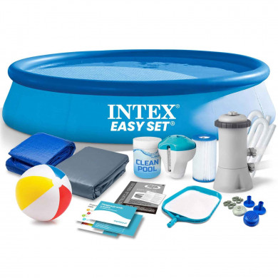 Round Inflatable Swimming Pool Above Ground Garden 366 x 76 cm set 15in1 INTEX 28132